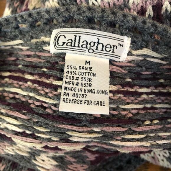 Vintage Gallagher Fair Isle Cottagecore, Grandmacore Cotton Cardigan Sweater - Picture 8 of 14